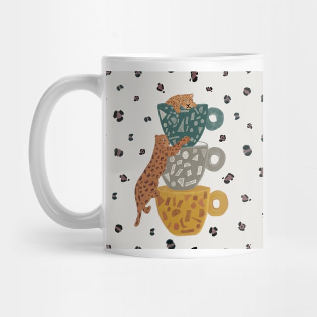 Leopard with coffee cup by GULSENGUNEL